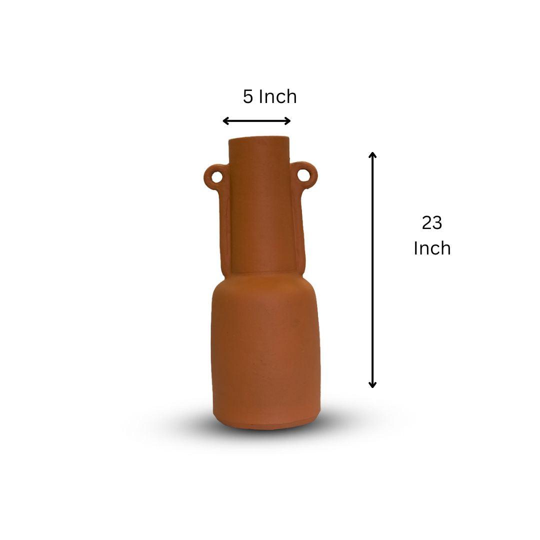 Rustic Twin-Handle Terracotta Vase-Flower Vase